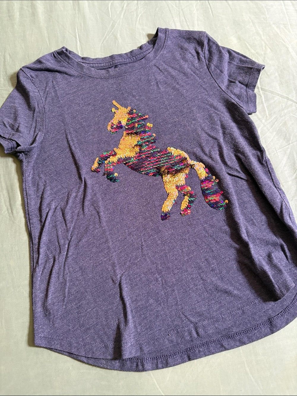Old Navy Blue Short Sleeve Tee with Sequin Unicorn